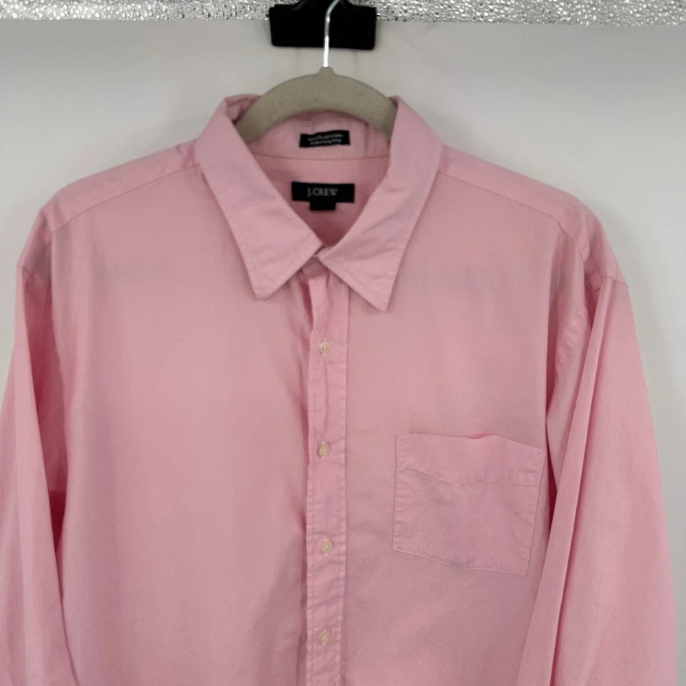 J Crew Long Sleeve Pink Cotton Button Down Dress‎ Shirt Men's Size Large 16-16.5